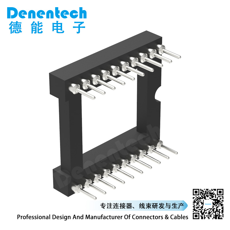 Denentech 工厂直供1.778MM 排母IC座双排180度3.2MM圆针排母连接器